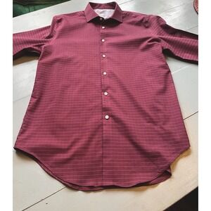 Stafford 365 Burgundy Pinstripe Dress Shirt Fitted Stretch Large